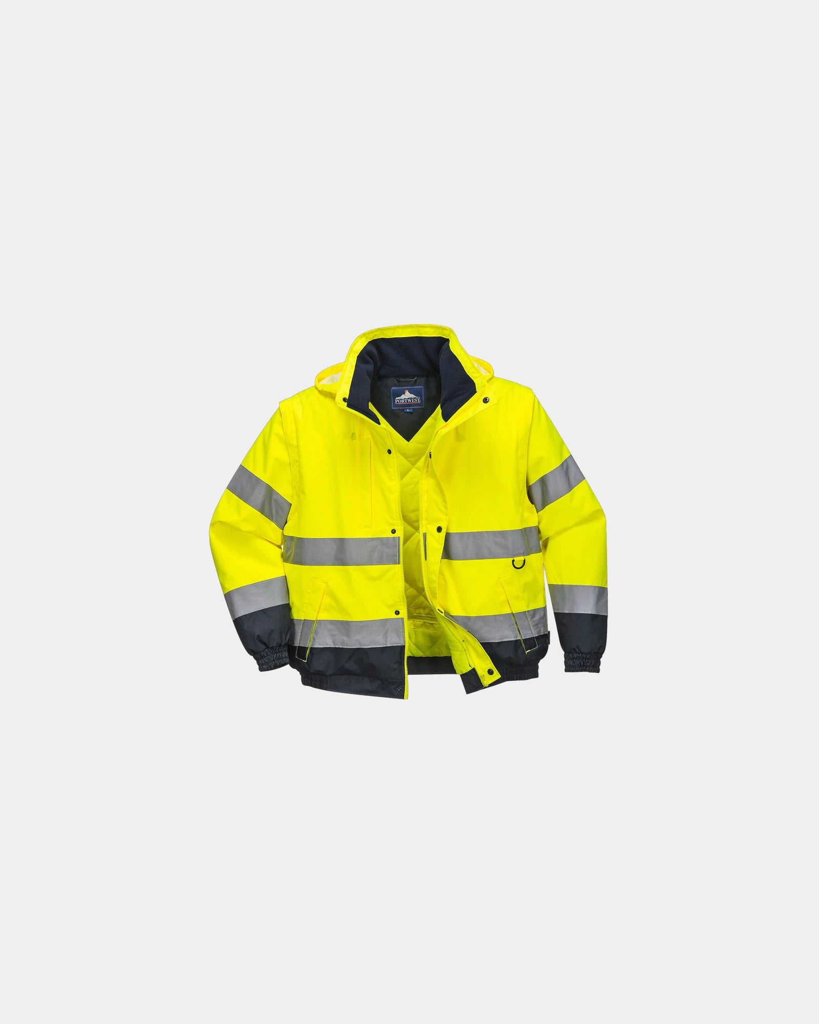 Kurtka 2w1 HiVis wodoodporna z odpinanymi rękawami z nadrukiem - Żółty